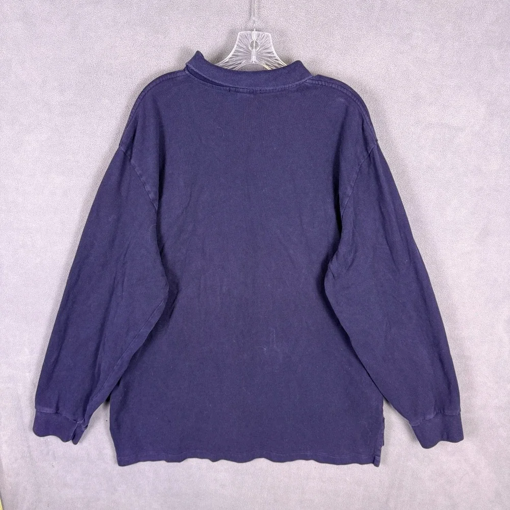 VTG Y2K Polo Ralph Lauren Mens Long Sleeve Polo Shirt Navy‎ XXL Rugby Academia